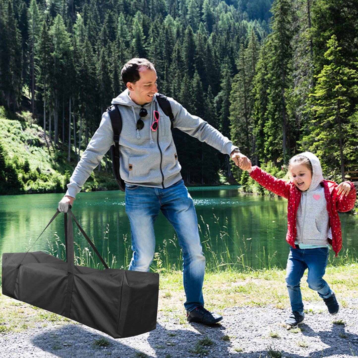 INFANZIA 50inch Sports Duffel Travel Bag, 138L Extra Large Duffel Luggage Bag with Upgrade Zipper, Water Resistant & Foldable Equipment Storage Bag for Camping Tent Tripod Fishing, 2PCS