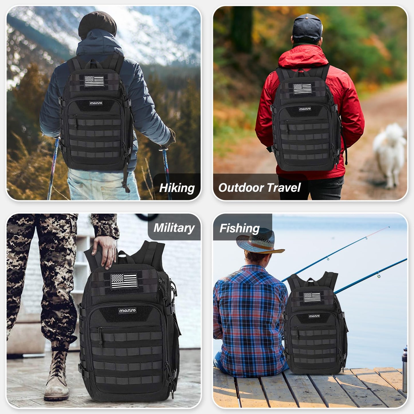MOSISO 30L Military Tactical Backpack for Men, Army Backpack Military Daypack 3 Day Assault Pack Hiking Rucksack Bug Out Bag, Black