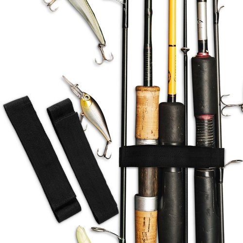 Arrowbash 4 Pcs Fishing Rod Straps for Boat Deck 28.1'' Nylon Rod Straps( up to 5) with 24 Screws Secure for Fishing Boat Accessories, Black