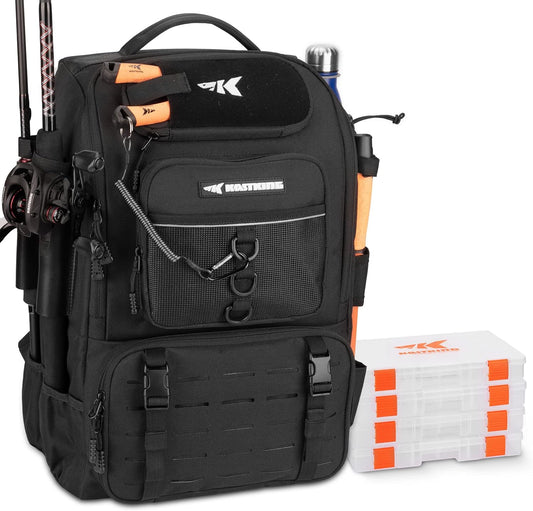 KastKing KarryAll Fishing Tackle Backpack with Rod Holder 4 Tackle Boxes,40/26L Tackle Bag Storage Fishing Gear and Equipment