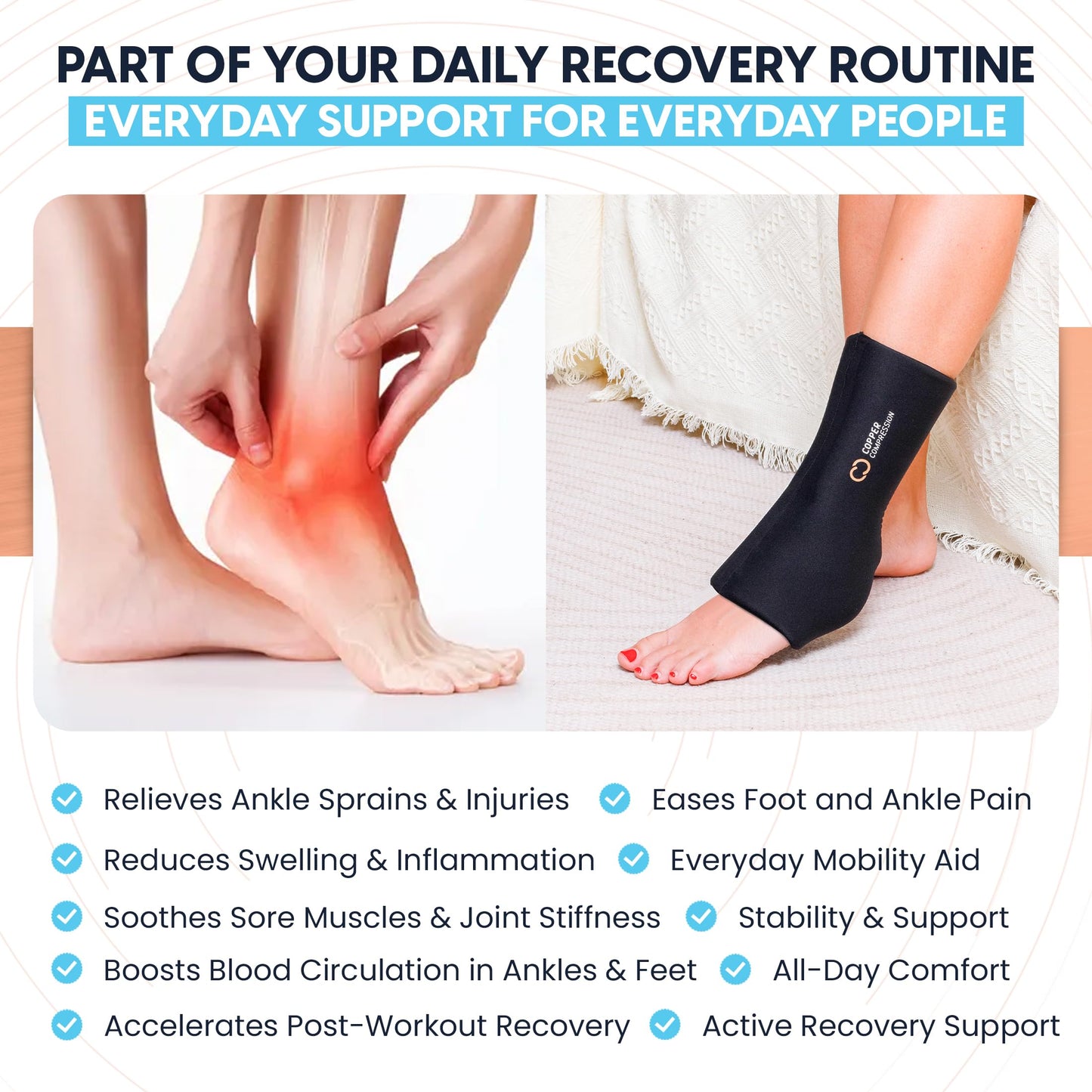 Copper Compression CopperFreeze Cryo Compression Sleeve for Knee, Tennis Elbow, Ankle Joints, Leg & Arm Muscles - Reusable Gel Ice Pack & Heat Wrap - Cold & Hot Pain Relief, Sprain, Injury - L/XL