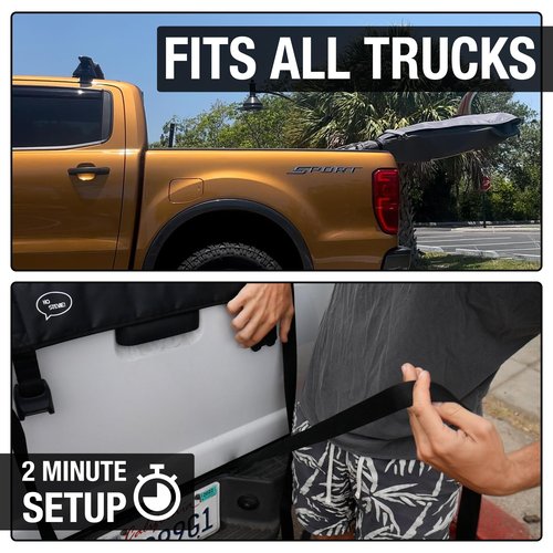 Surfboard Truck Rack - Durable Pad Fits All Tailgates - ‘No Scratch’ Silicone Buckle Covers Prevent Damage - Easy to Use