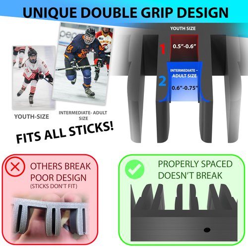 Hockey Sticks - Wall Mount Holder - (7) Hockey Stick Organizer - Youth to Adult Sizes Compatible