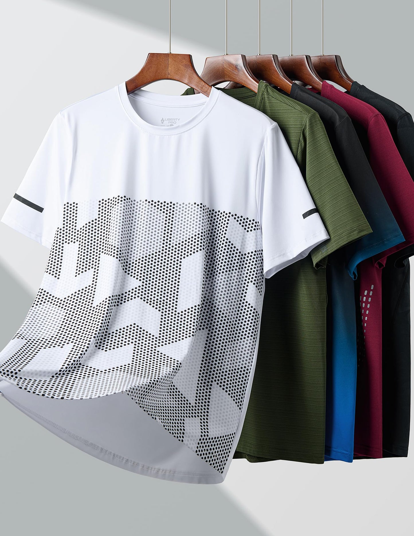 5 Pack Men’s Active Quick Dry Crew Neck T Shirts | Athletic Running Gym Workout Short Sleeve Tee Tops Bulk (Set 16, Small)