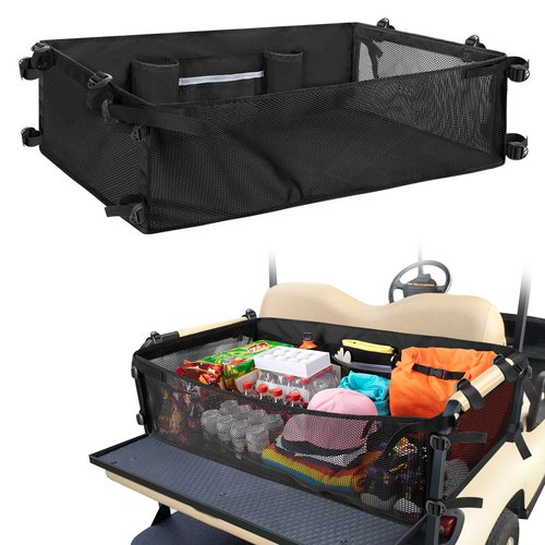PGmoon Golf Cart Cargo Mesh Organizer Compatible with Yamaha, Club Car, EZGO, Golf Cart Storage Net with Adjustable Buckle Strap