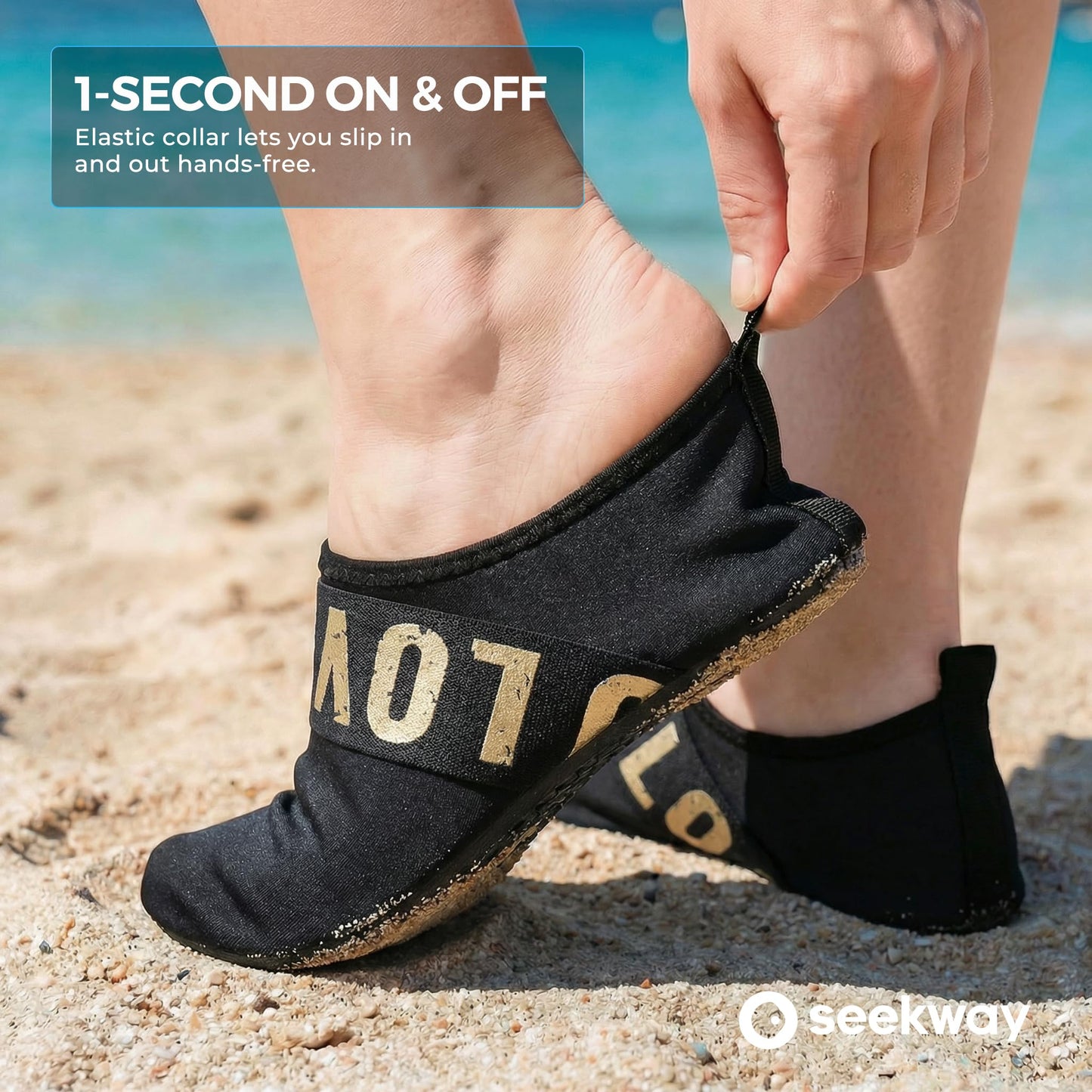 SEEKWAY Water Shoes Barefoot Aqua Socks Quick-Dry Non Slip Shoes for Beach Swim Pool River Boating Surf Women Men Golden SK002(U)