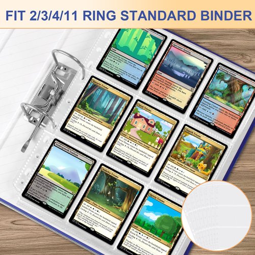REGUICORP 50 Pack Card Sleeves Binder Sheets, 9 Pocket Trading Card Binder Sleeves for 3 Ring Binder, Baseball Cards Sleeves Holds 900 Cards Fit for Baseball, Football, Game, Kpop Cards