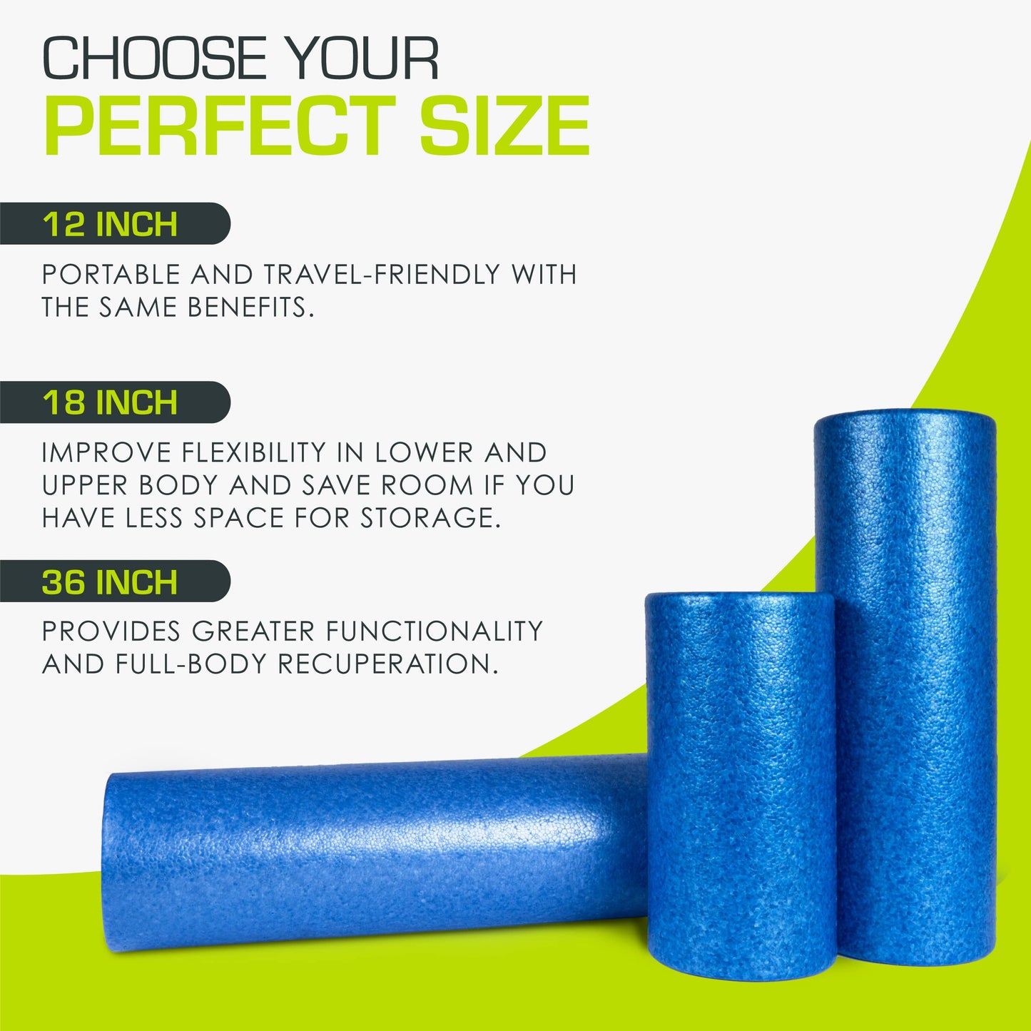 ProsourceFit High Density Foam Rollers 36 - inches long,Firm Full Body Athletic Massage Tool for Back Stretching, Yoga, Pilates, Post Workout Muscle Recuperation, Blue