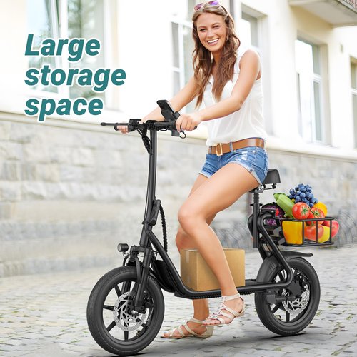 NAVIC T1 Electric Scooter with Seat,Electric Scooter Adults,750W Powerful Motor,27Mile Range,Speed up to 22mph,Foldable e Scooter with Back Basket,Lock