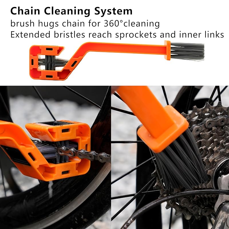 Dry Lube Bike Cleaning Kit with 500ml Biodegradable Degreaser, 60ml Lube & 4 Brushes – Variation: Dry Lube