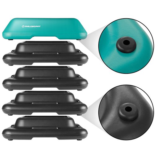 Philosophy Gym Aerobic Exercise Adjustable High Step Platform, with 4 Risers Included - Green