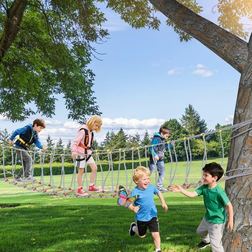 Kindergarten Outdoor Balance Bridge, Amusement Park Suspension Bridge, Rope Bridge for Treehouse, Outdoor Bridge Rope Ladder for Outdoor Activities, kindergartens(Yellow, 6m)