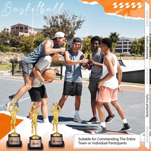 Silipull 12 Pack Basketball Trophy Award Kits 6.7 Inch Sports Award Medals with Stickers Sports Contest Trophies Bulk Plaques Team Prize Gift Trophies for Competition