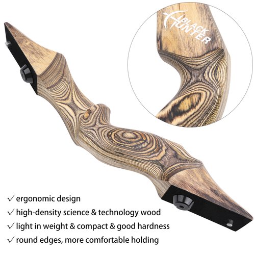 ZSHJGJR 60” Black Hunter Original Recurve Bow 20-60lbs for Adults American Hunting Longbow Archery Bow Left Hand for Archery Outdoor Hunting Target Shooting (Wood, 35lbs, Left Hand)