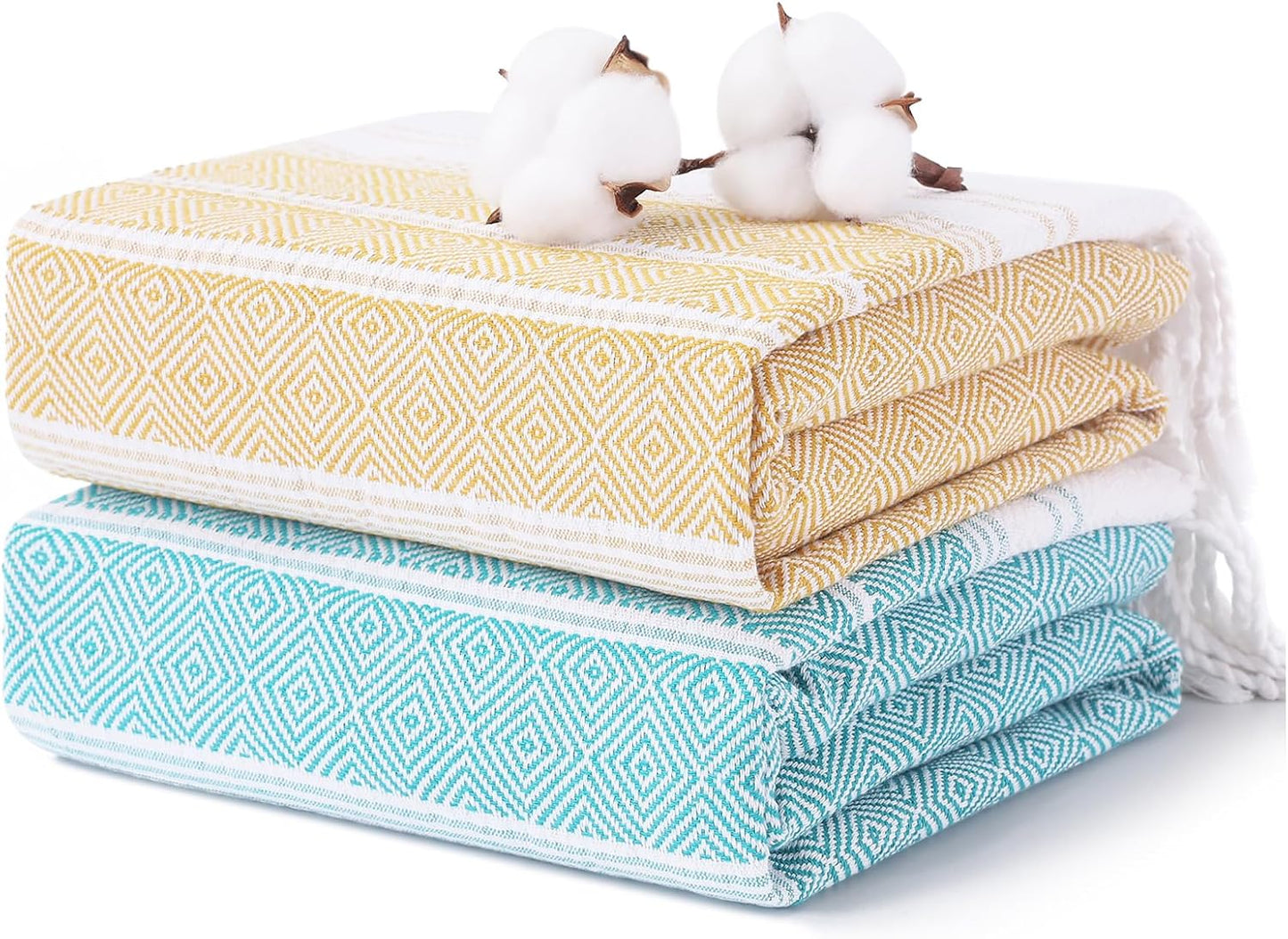 2 Packs Turkish Beach Towels Quick Dry Sand Free Oversized Bath Pool Swim Towel Extra Large XL Big Blanket Adult Travel Essentials Cruise Accessories Must Haves Clearance Vacation Stuff