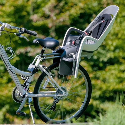 Hamax Caress Rear Child Bike Seat - Frame Mount, Ultra-Shock Absorbing, Adjustable to Fit Kids (Baby-Toddler) 9 mo-48.5lb. (Grey/Red)