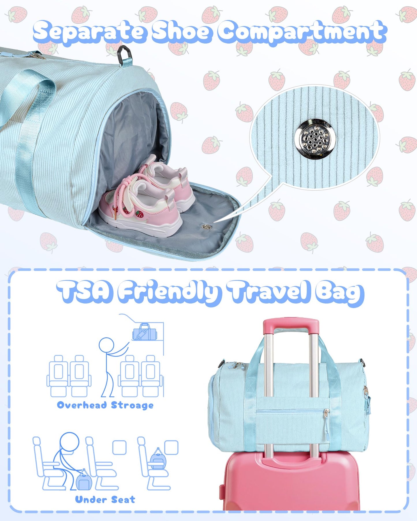 Vogewood 6 Year Old Daughter Birthday Gift Ideas, Girls Gym Bag, Kids Personalized Dance Bags with Shoe Compartment, Customized Travel Duffle with Toiletry Bag, Preppy Stuff for Tween (Letter O)