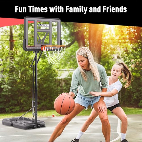 AWII SPORT Basketball Hoop Outdoor Protable, 4.8-10FT Height Adjustable Basketball Goal System with 44 Inch Impact Backboard and Portable Wheels for Adults