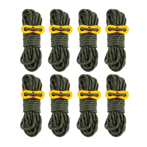 Smithok 8 Pack 4mm Guy Lines Ultralight Tent Cords with Aluminum Adjuster Tensioner Outdoor Camping Guylines Ropes for Tent Tarp,Climbing,Hiking Backpacking (Army-Green)