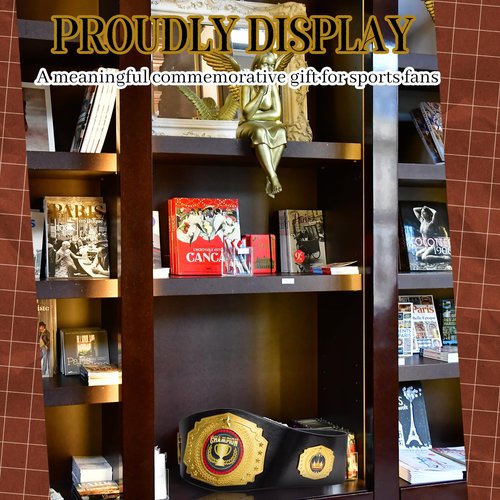Wiwiqing 51 Inch Championship Belt Adult Large Champion Trophy Belt Leather Wrestling Title Belts for Heavy Award, Sports, Prizes, and Events Gift(Gold,Trophy Style)