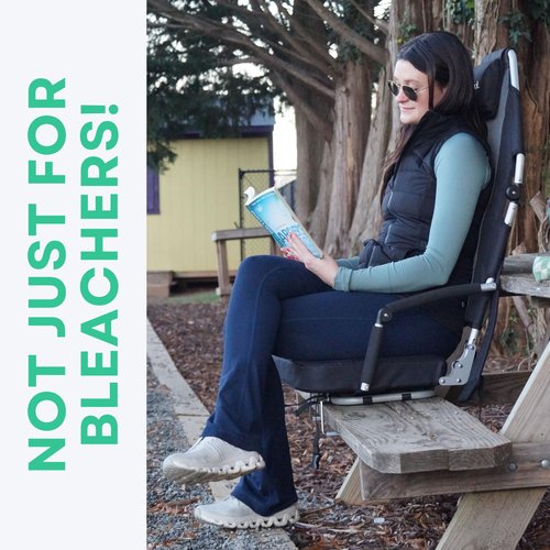 Padded Bleacher Seat – The Ultimate Reclining Stadium Chair with Full Back & Neck Support and 360° Swivel – Lightweight, Foldable, and Portable with Backpack Straps - Patent Pending - OG Black