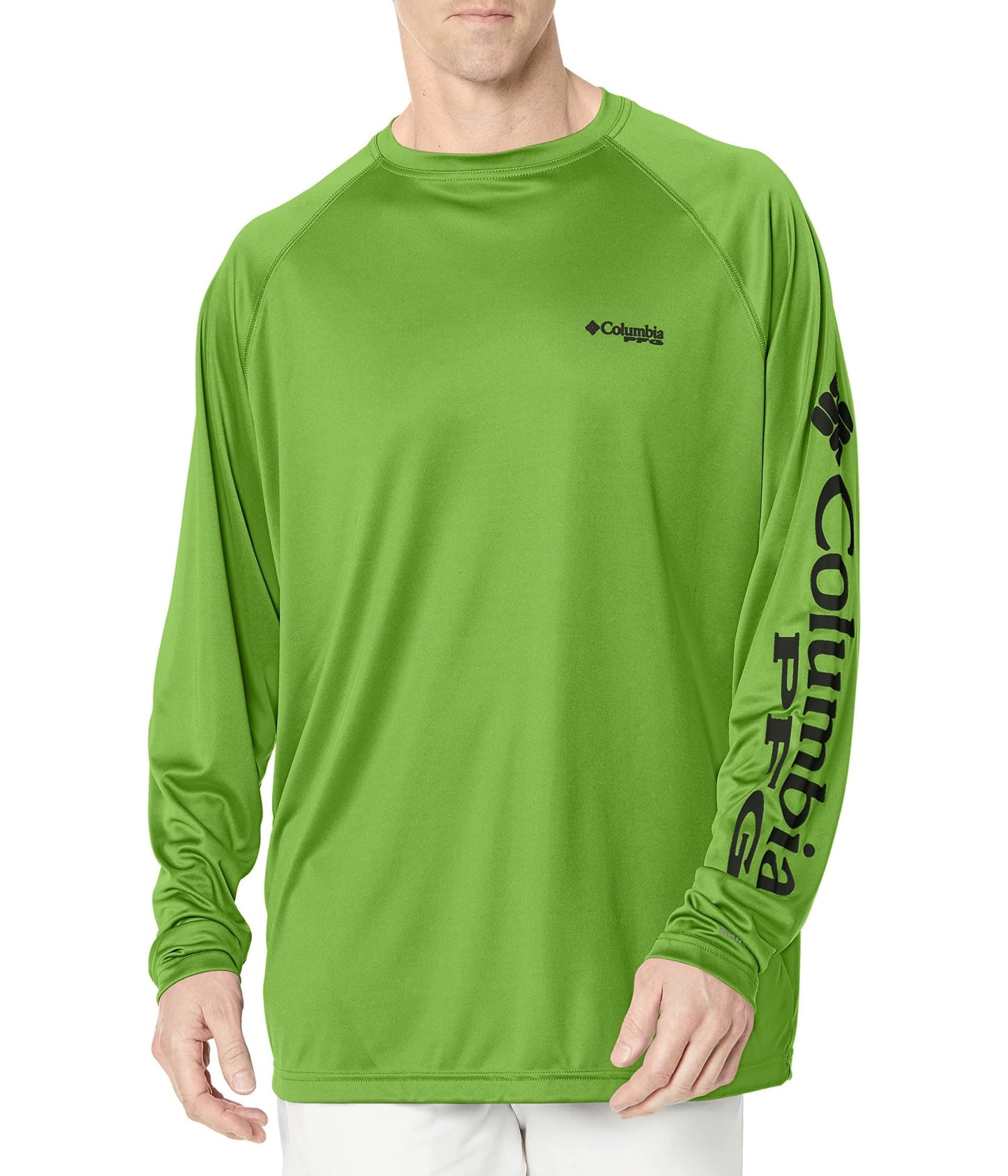 Columbia Men's Terminal Tackle Long Sleeve Shirt, Green Mamba/Black Logo, 6X Big
