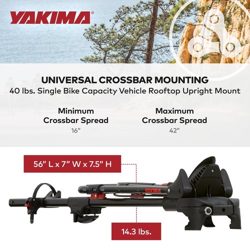 Yakima Rooftop Bike Rack Mount, Heavy-Duty Car & SUV Roof Carrier, FrontLoader, Black - Bicycle Storage Equipment and Accessories for Vehicles