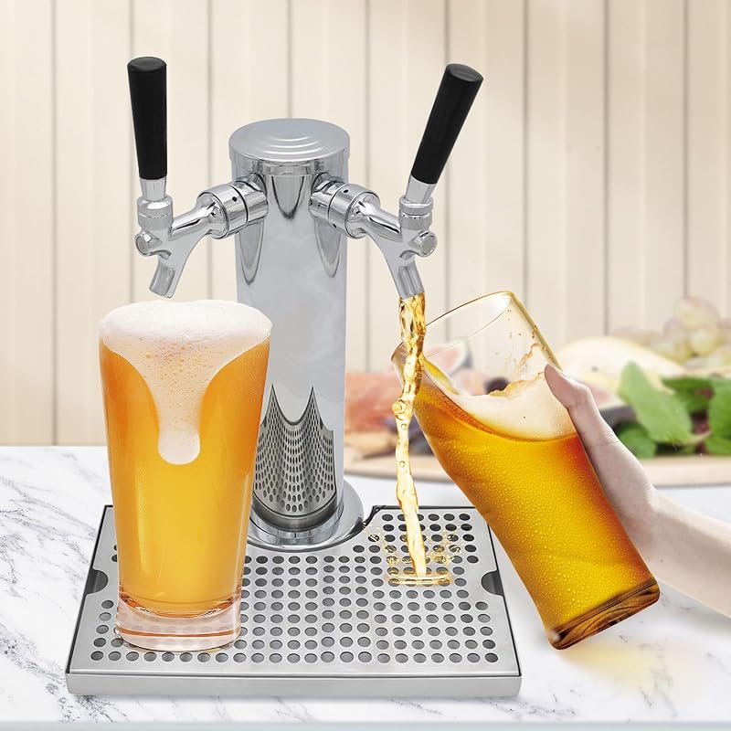Kegerator Beer Drip Tray - Stainless Steel with Non-Slip Pad, 11.8 x 6.9 x 0.78 in, Fits Single/Double/Triple Tap Towers - Drip Tray (Variation: Drip Tray)