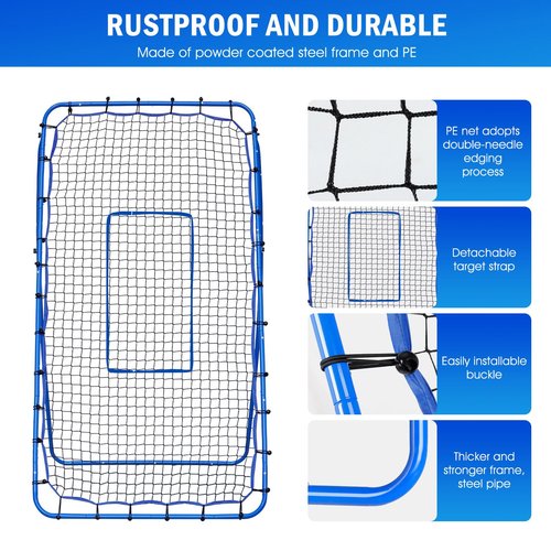 Lacrosse Rebound Net, 7x4ft Lacrosse Rebounder for Backyard, Adjustable Angles Bounce Back Net with Target Strike Zone, Easy Quick Setup, Volleyball Baseball Softball and Soccer Training