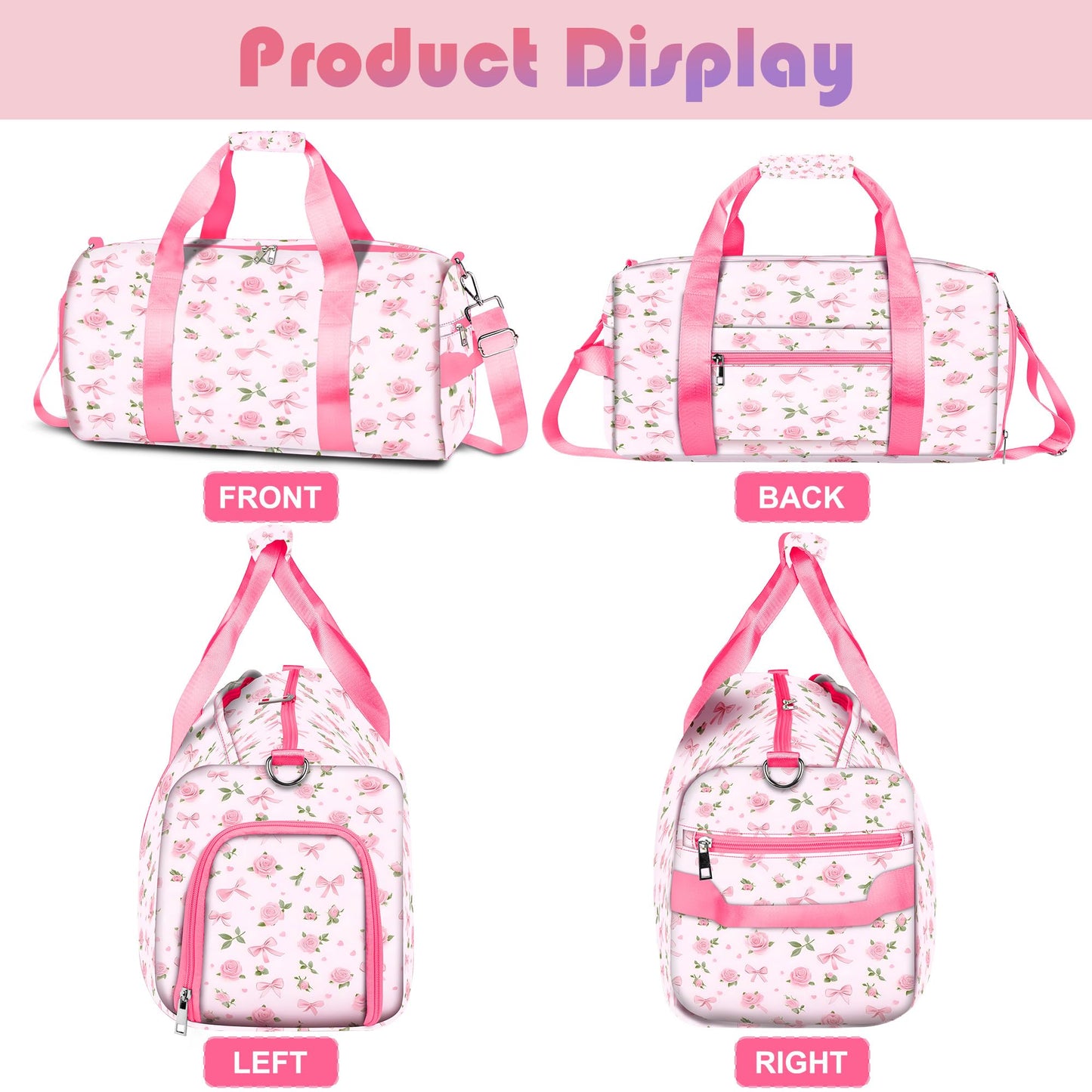 Duffle Bag for Woman Corduroy Gymnastics Sports Bag for Kids Dance Girls with Shoe Compartments