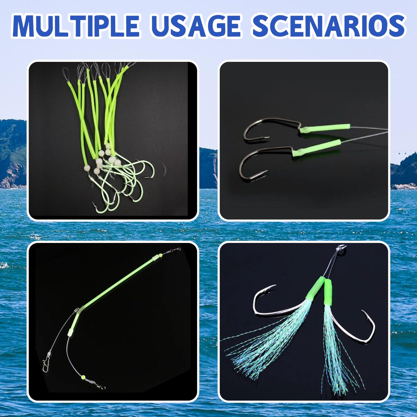 16.4ft Fishing Glow Tube, Green Luminous Deep Sea Soft Plastic Tube Gear for Night Fishing Deep Drop Rig