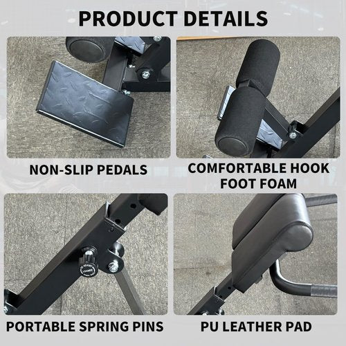 Dual Adjustable Roman Chair Back Extension Bench for Home Gym, 330lbs Weight Capacity, Adjustable Back Exercise Machine for Core Strength and Back Pain Relief