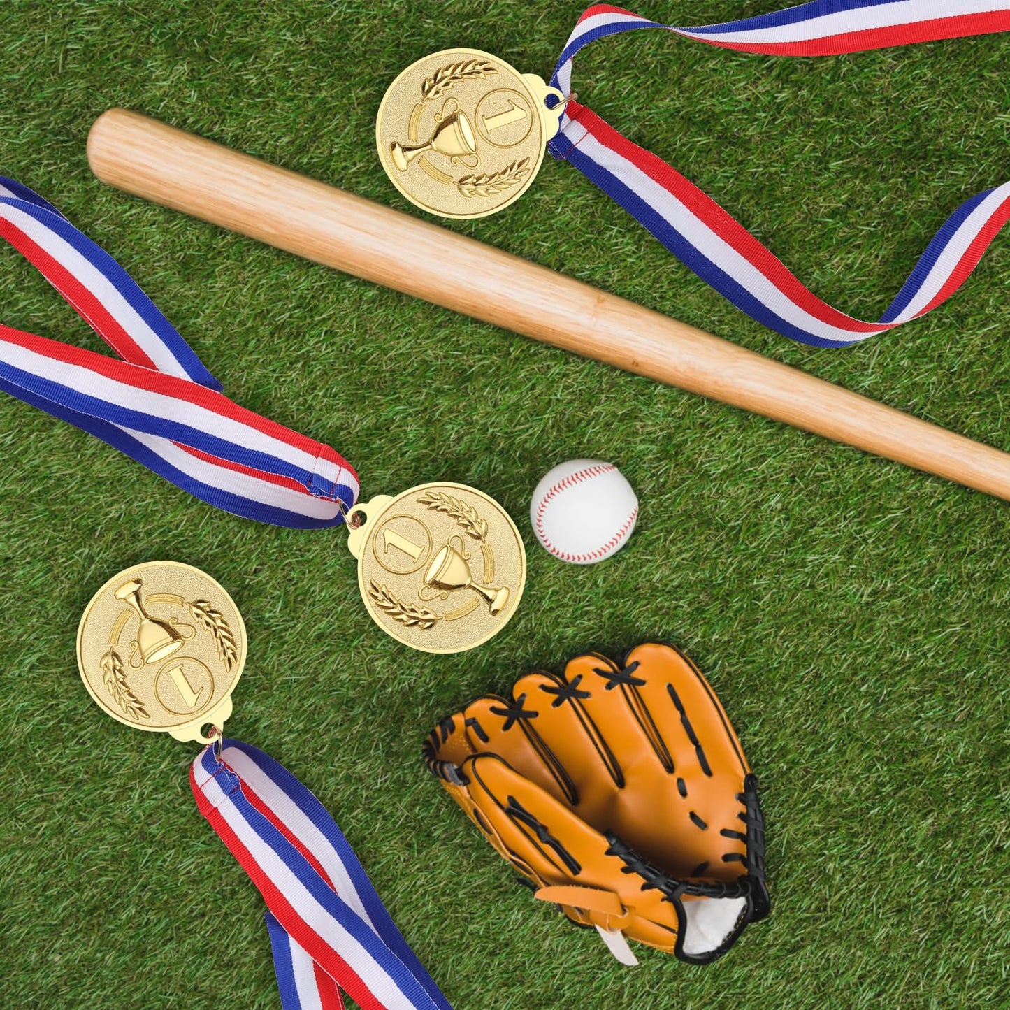 Hianjoo 12 Pcs Gold Medals for Awards, 1st Place Award Medal for Teens Adults, Metal Award Medals with Neck Ribbons for Sports, Tournaments, Competitions, 2 inch