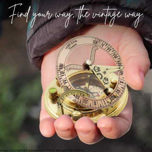 Polished Brass Functional Sundial Gilbert Compass with Leather Case - Birthday, Wedding, Anniversary, Retirement, Baptism, First Communion & Confirmation Gifts for Mens, Boys, Fathers, Husband