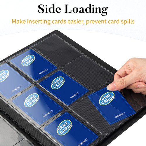 Heavy Duty Card Binder, Fabmaker 9 Pocket Trading Card Binder Holds 360 Cards, Sleek Side-Loading Card Album, Sturdy Card Collection Folder for TCG, MTG, Yugioh, Other Game Cards, Sport Cards, Black