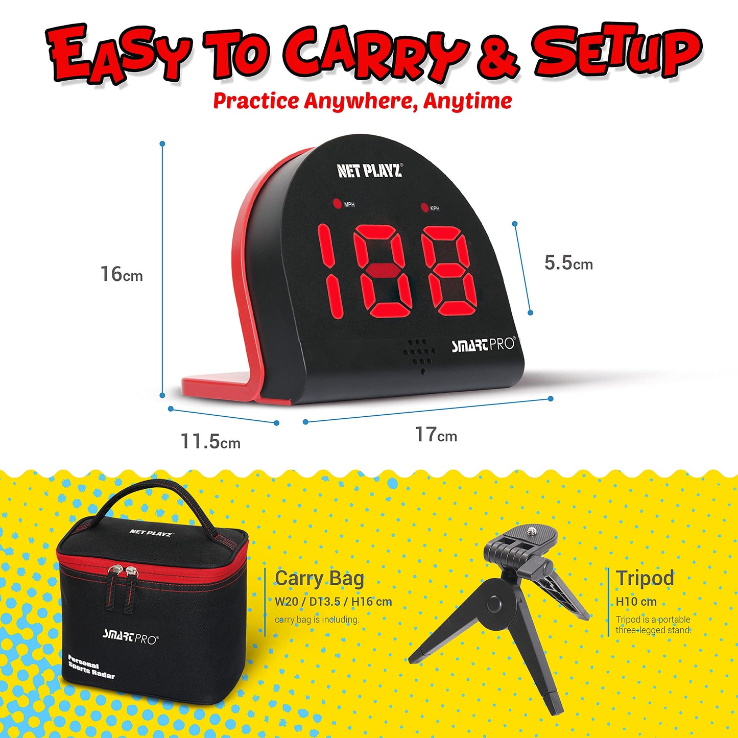 TGU Baseball Gifts, Radar Speed Guns (Hands-Free) Baseball Radar, Pitch Training Aids, High-Tech Gadget & Gear, Black (NIS022132024)