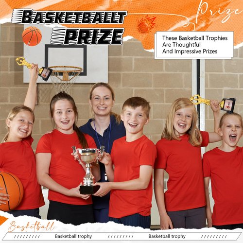 Silipull 12 Pack Basketball Trophy Award Kits 6.7 Inch Sports Award Medals with Stickers Sports Contest Trophies Bulk Plaques Team Prize Gift Trophies for Competition