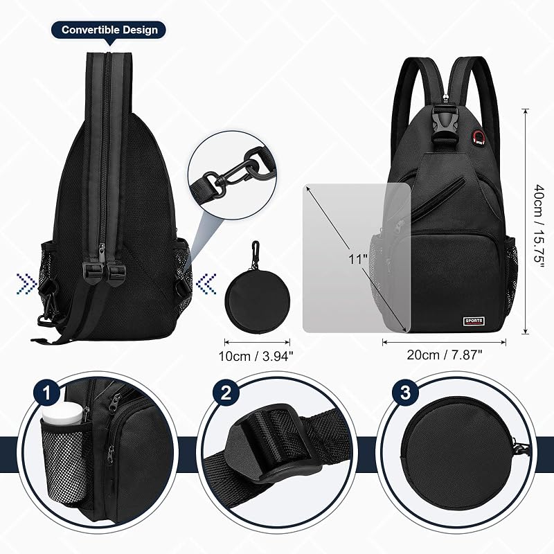 Small Sling Bag with Coin Pocket Fits for 11" Tablet, Black