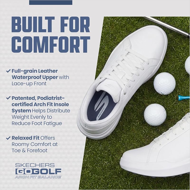 Skechers GO GOLF Drive 6 Waterproof Leather Golf Shoes - White 8
