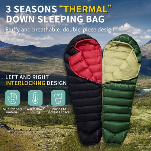BUERTS Down Backpacking Sleeping Bag 620FP, Lightweight Sleeping Bag for Adult Backpacking, Hiking, Camping. with Compression Bag.