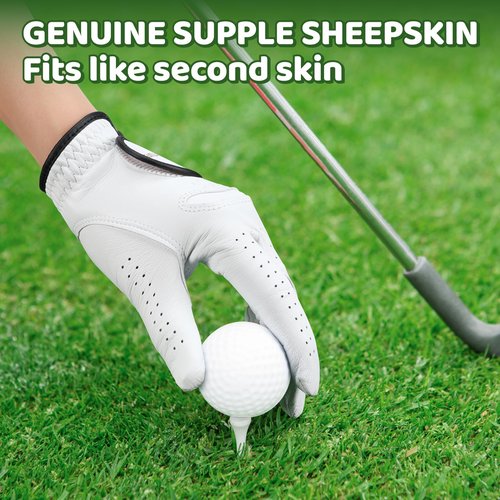 Braventure Junior Youth Kids Golf Glove for Left Hand – Sheepskin Leather Breathable Training Glove with Golf Tees, Divot Tool & Gift Box (Size L)