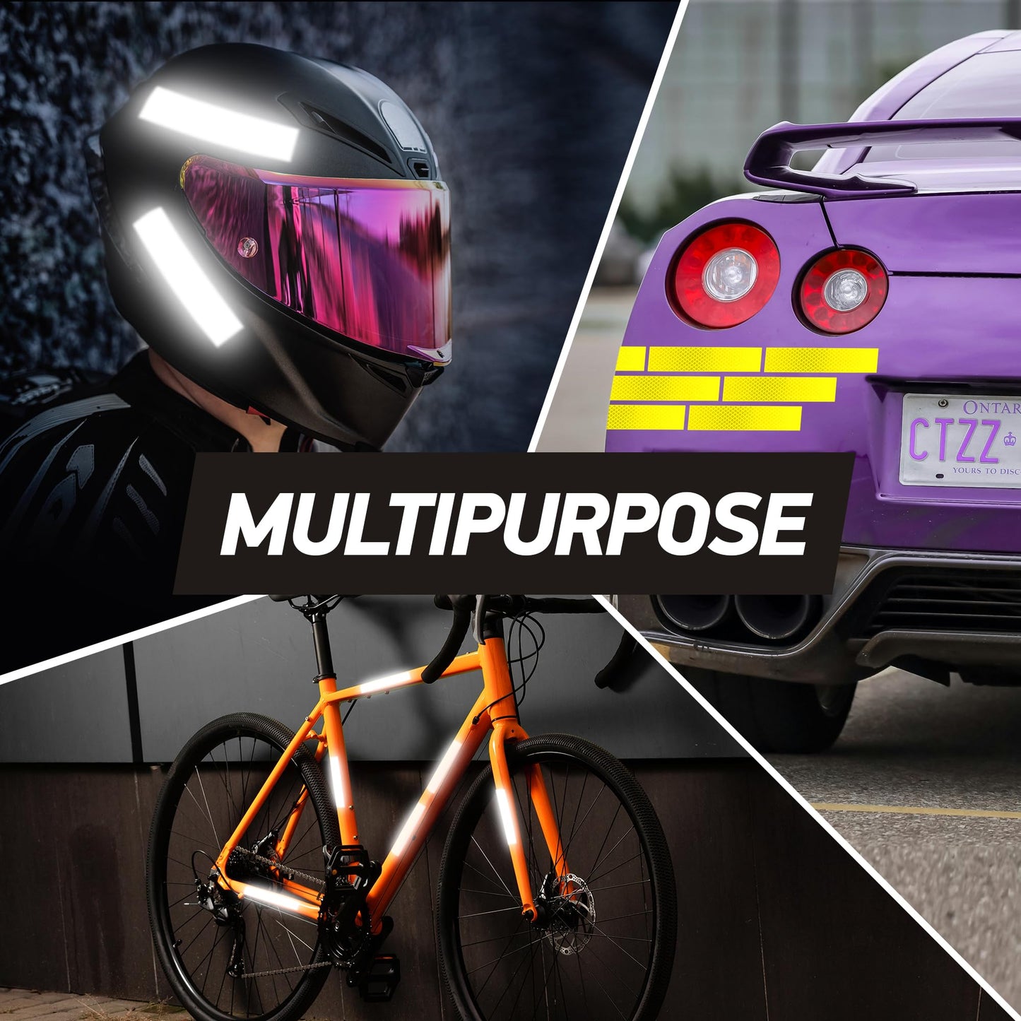 Byllstore Reflective Stickers | 3M Diamond Grade | Orange | 1.25″ x 6″ | 5-Pack | Reflective Safety Tape for Helmets, Cars, Mailboxes & More