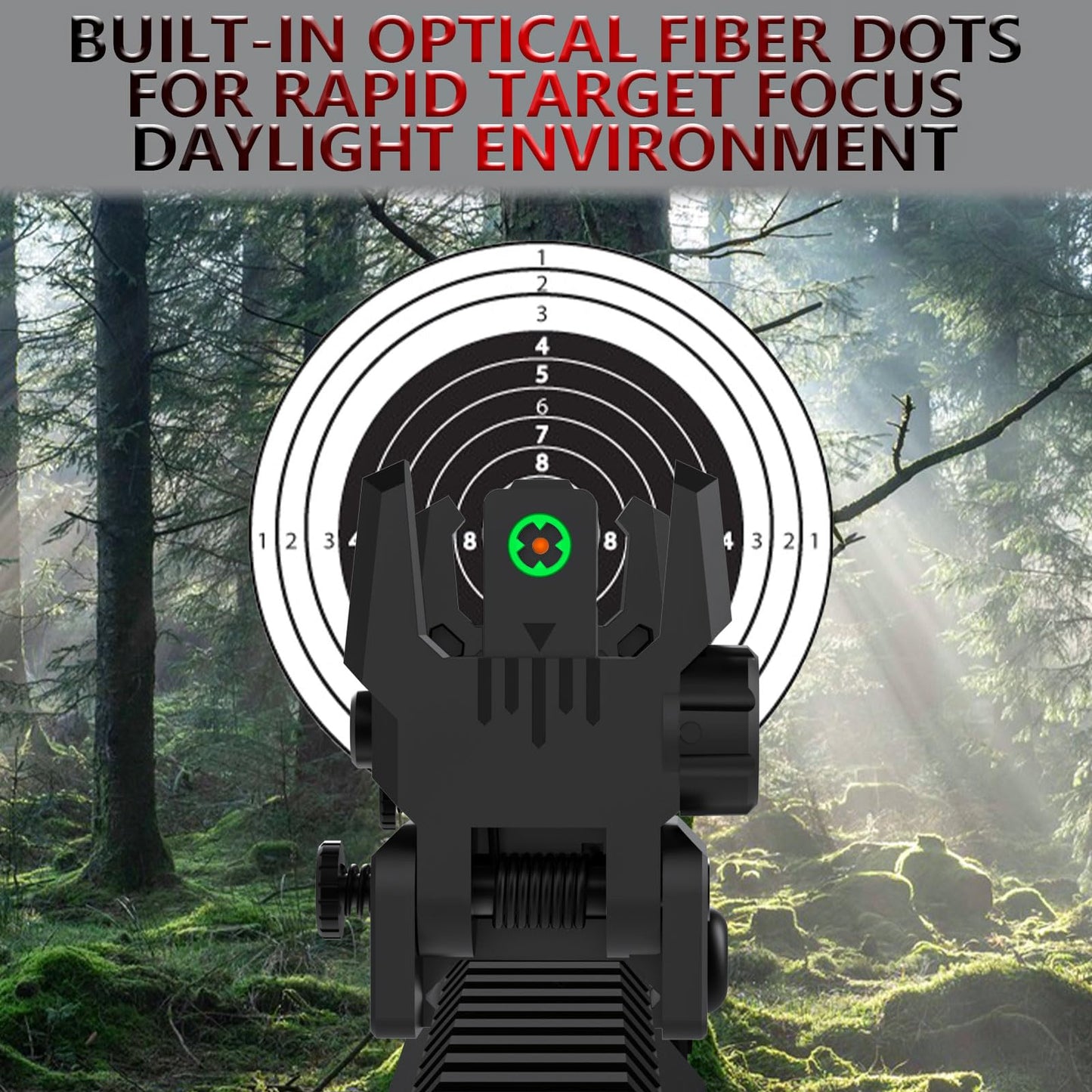 NIRIAHO Fiber Optic Sights Flip Up Front and Rear Sites with Green and Red Fiber Optics Dots, Tool-Free Adjustment Front and Rear Backup Sight (Red+Green)