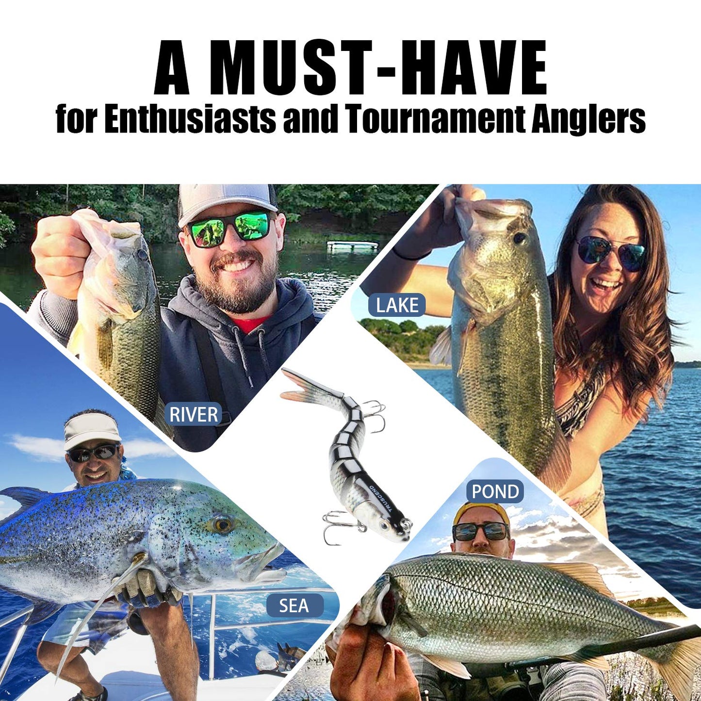 TRUSCEND Easy Catch Swimmax, Magic Noisy Turbulent Wiggling and Vibrating Actions for More Bites, Segmented Swimbait Jointed by Dyneema Strongest Fiber, Lifelike Fishing Lures for Relax Family Fishing