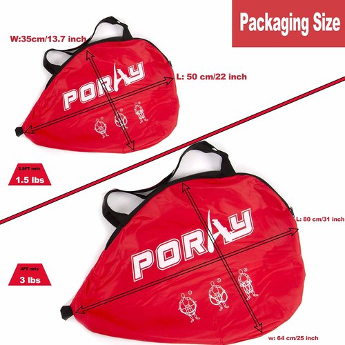 Poray Soccer Goal for Kid Easy-up Set of Two Portable Soccer Net 210D Oxford with 8 Field Marker Cones Extra Stakes Fun for Backyard and Soccer Training (2.5FT Long Red Goal Set)