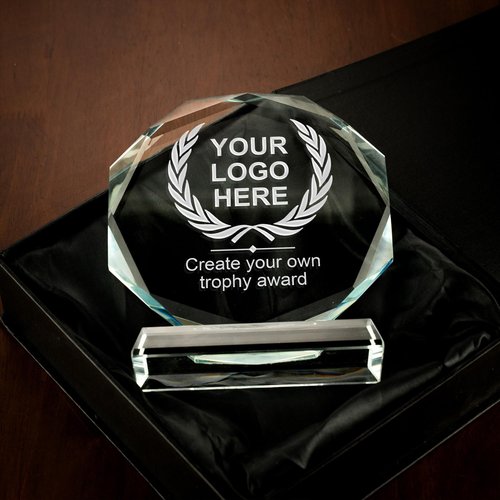 Lucy Engraving Personalized Crystal Award with Text & Logo, Free Design Assistance – Engraved Gift for Employee, Coworker Appreciation, Retirement – Custom 6" Glass Trophy & Plaque