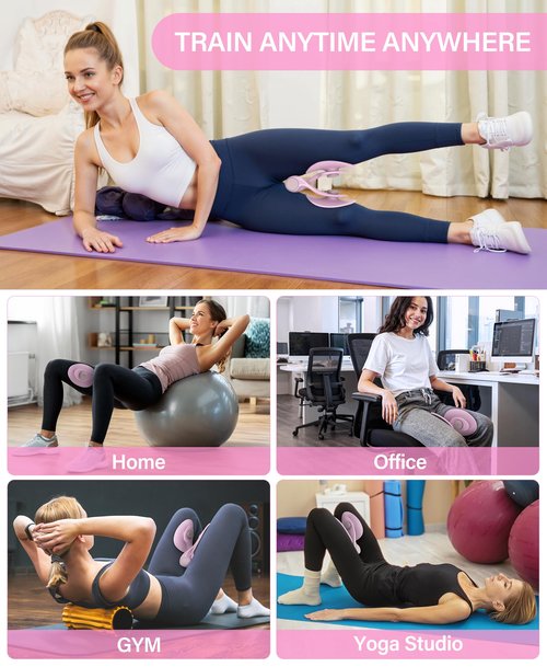 Thigh Trainer Hip Trainer Kegel Exerciser, Pelvic Floor Trainer, Kegel Trainer for Postpartum Rehabilitation, Trimmer Inner Thigh, Thigh Toner Workout (Pink)