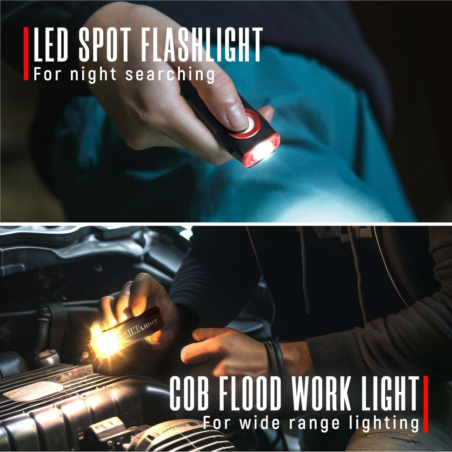 lexall 2 Pack E1 Flashlight, 1200 Lumens Mini Magnetic Flat EDC