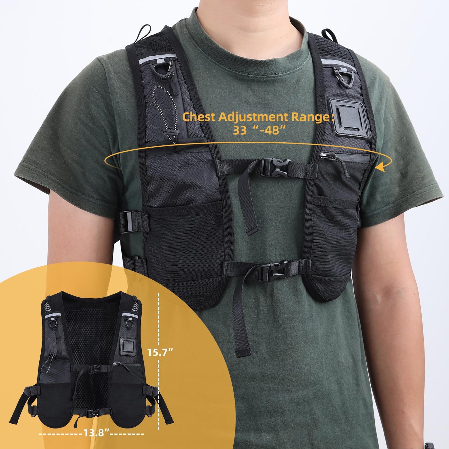 PELLOR Running Vest, Lightweight Hydrated Vest Pack with Multi Pockets, Adjustable Chest Straps Running Hydration Backpack for Running Cycling Hiking