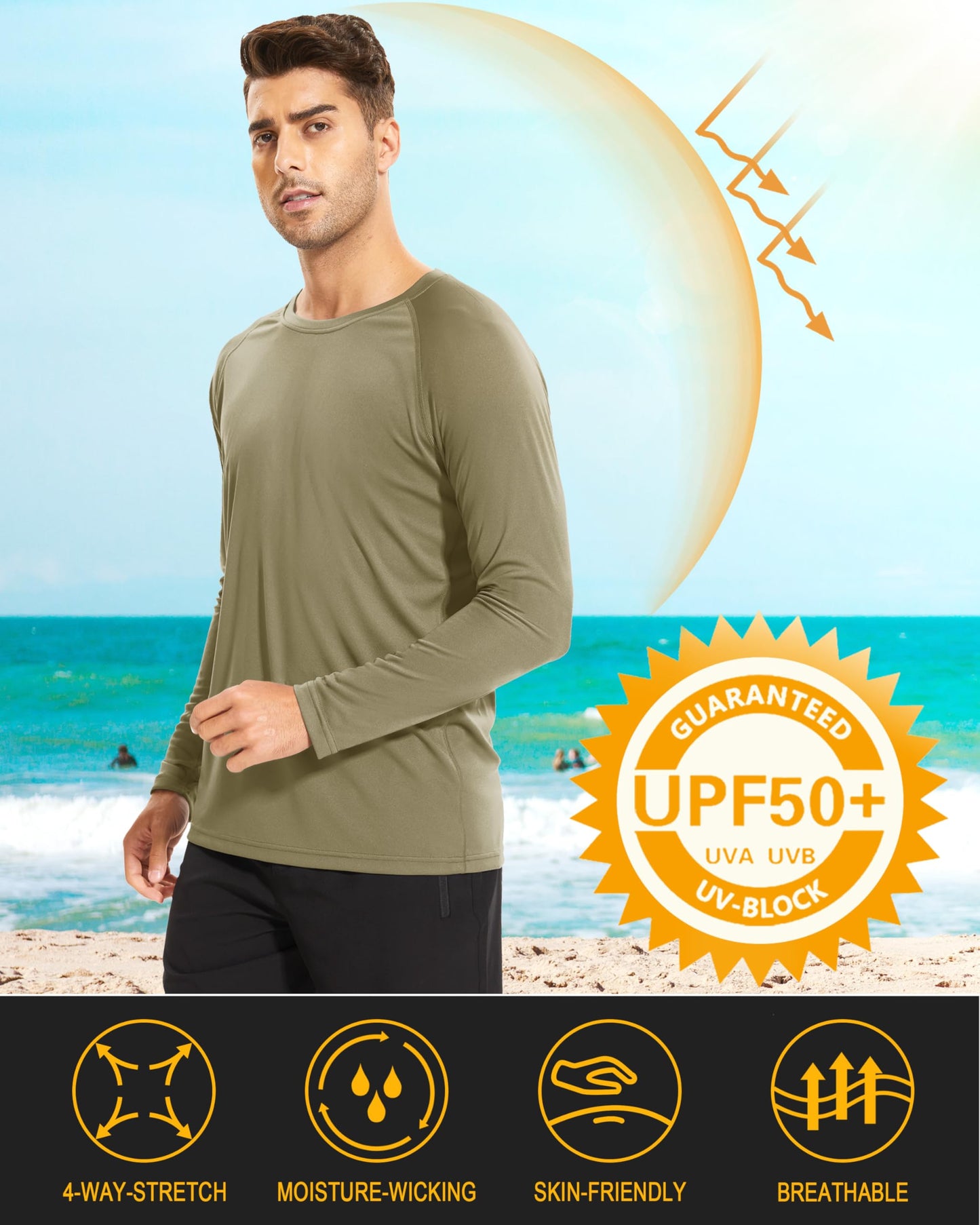 MAGCOMSEN Rashguard Shirts for Men Long Sleeve Workout Shirts Gym Shirts Performance T Shirt Quick Dry Shirt Outdoor Sun Protection Shirts